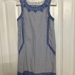 Vineyard Vines Embroidered Sleeveless Striped Dress Blue/White Size 00($168)